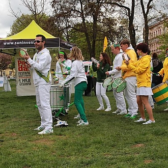 Nusle Bridge abseil on wheelchair 2015: